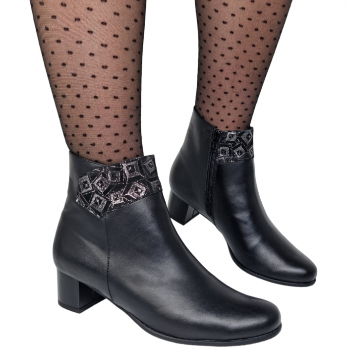 Ghete Damă Elegante Din Piele Naturală Neagră Arg 9610 [8]