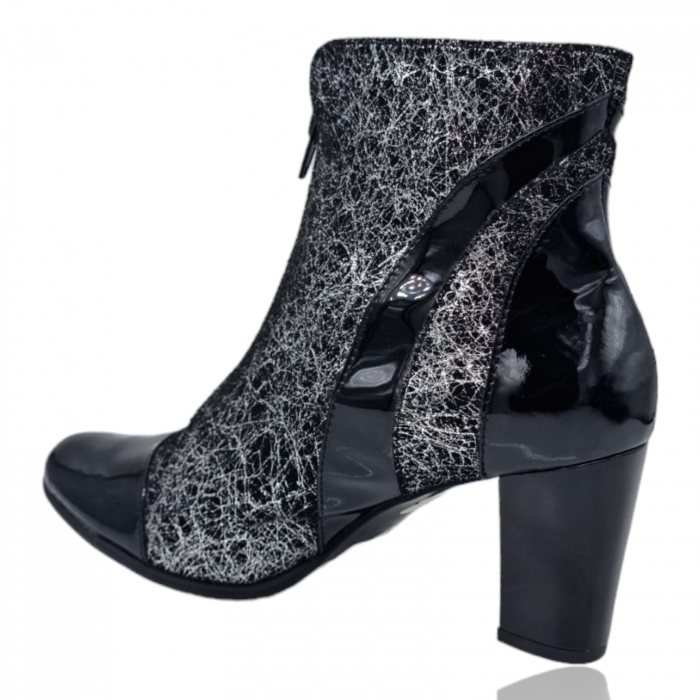 Ghete Damă Elegante Din Piele Naturală Neagră Gri 9615 [2]