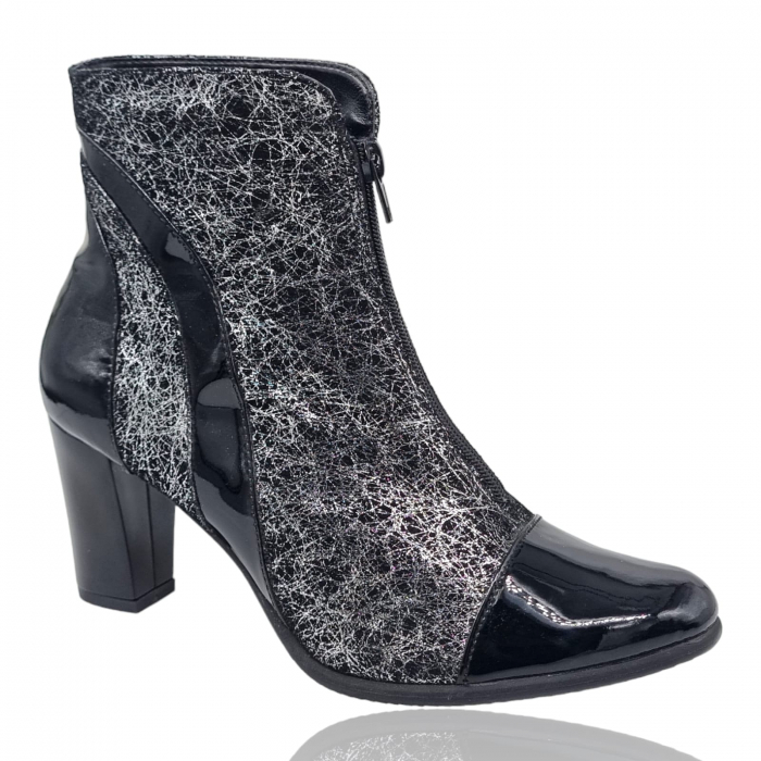 Ghete Damă Elegante Din Piele Naturală Neagră Gri 9615 [3]