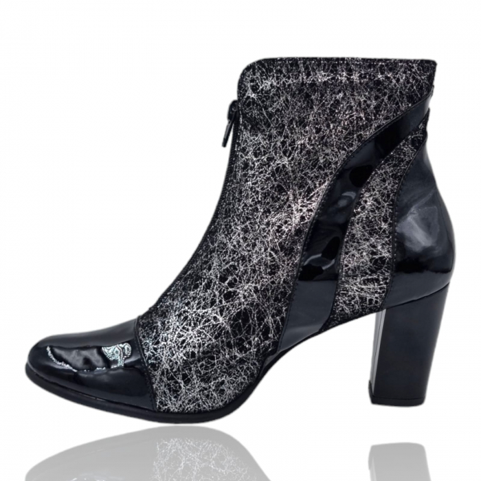 Ghete Damă Elegante Din Piele Naturală Neagră Gri 9615 [5]