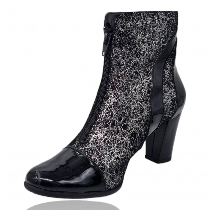 Ghete Damă Elegante Din Piele Naturală Neagră Gri 9615 [6]