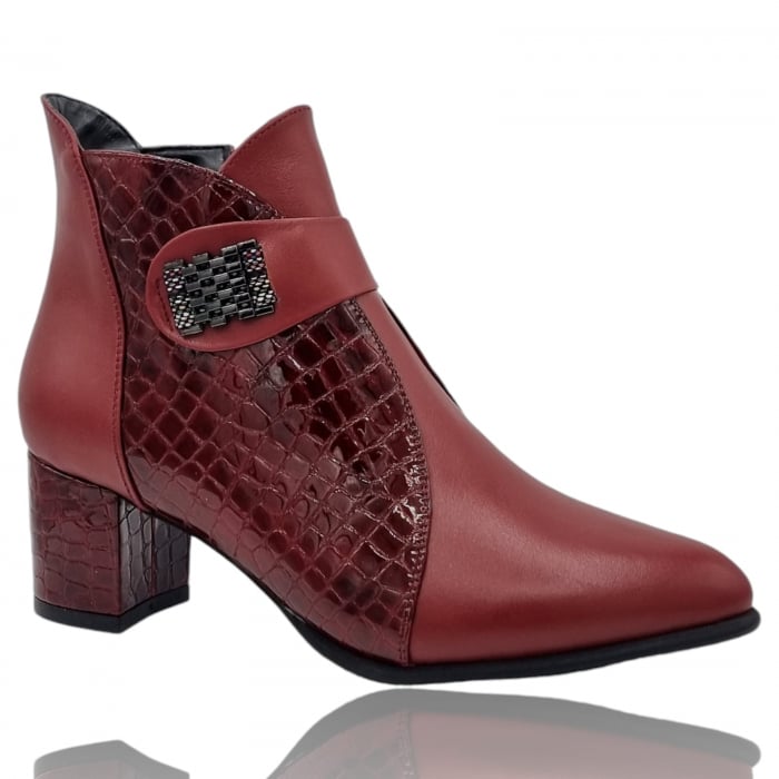 Ghete Damă Elegante Din Piele Naturală Bordo 9617 [3]