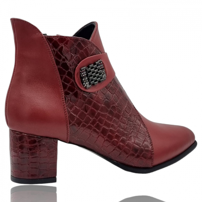 Ghete Damă Elegante Din Piele Naturală Bordo 9617 [5]