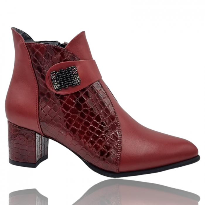 Ghete Damă Elegante Din Piele Naturală Bordo 9617 [8]
