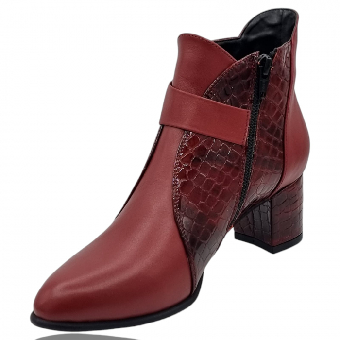 Ghete Damă Elegante Din Piele Naturală Bordo 9617 [7]