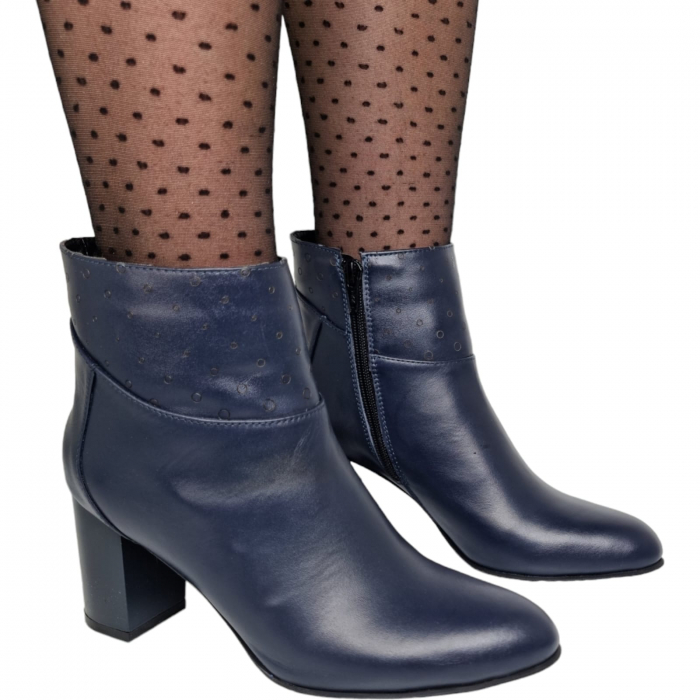 Ghete Damă Elegante Din Piele Naturală Blue 9564 [3]
