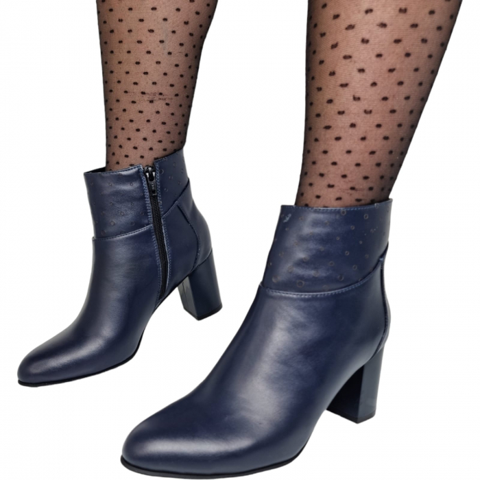 Ghete Damă Elegante Din Piele Naturală Blue 9564 [7]