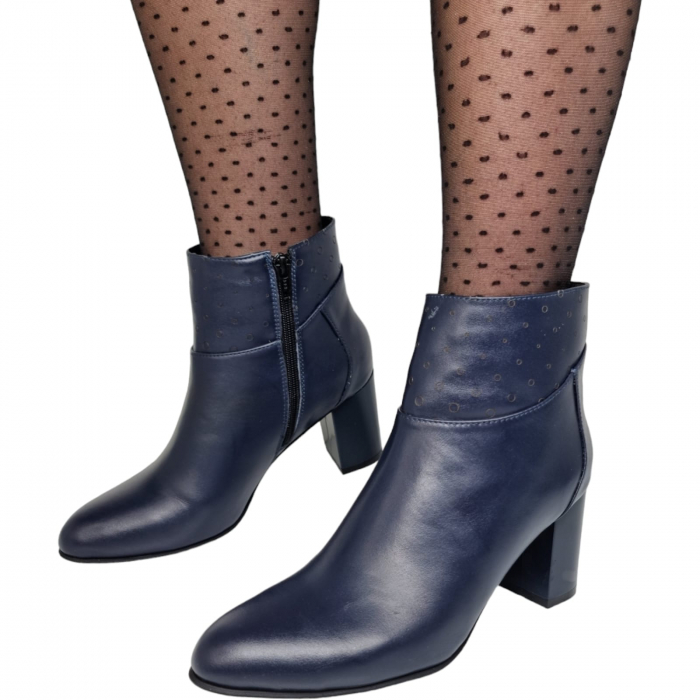 Ghete Damă Elegante Din Piele Naturală Blue 9564 [2]