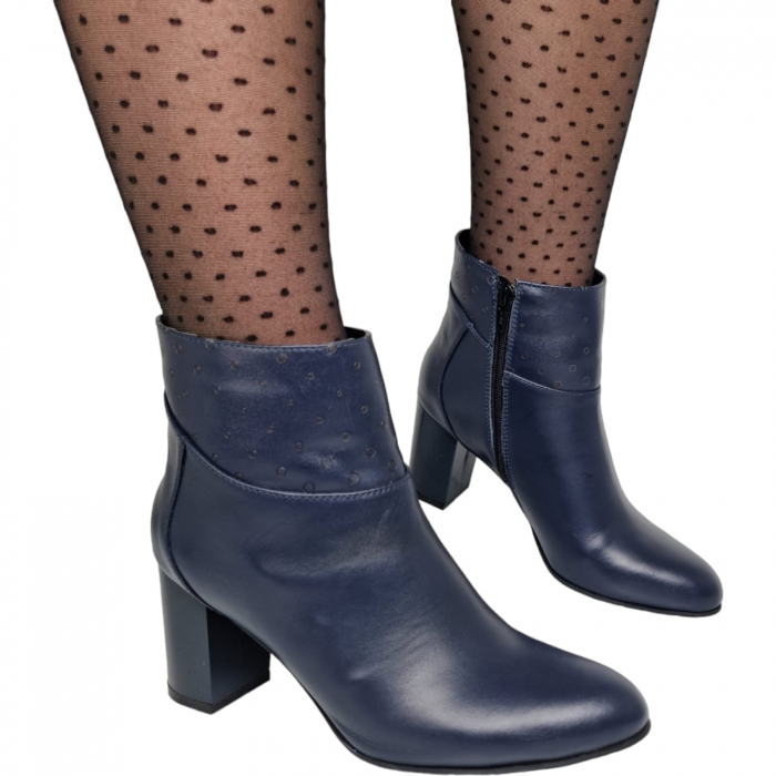 Ghete Damă Elegante Din Piele Naturală Blue 9564 [6]