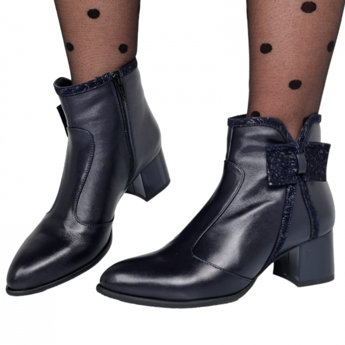 Ghete Damă Elegante Din Piele Naturală Blue 9570 [4]