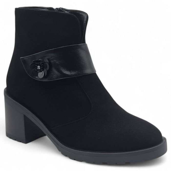 Ghete Damă Elegante Din Piele Întoarsă  Negru Velur  40219 [2]