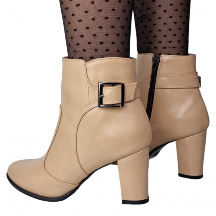 Ghete Damă Elegante Din Piele Naturală Crem 9523 [2]