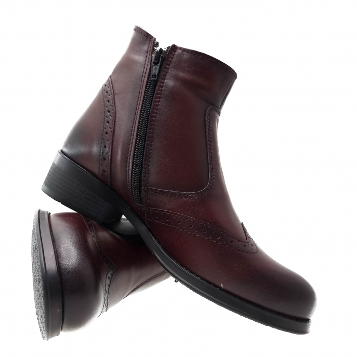 Ghete Damă Casual Din Piele Naturală Bordo 8526 [11]