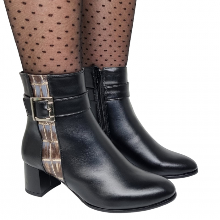Ghete Damă Elegante Din Piele Naturală Neagră 9501 [5]