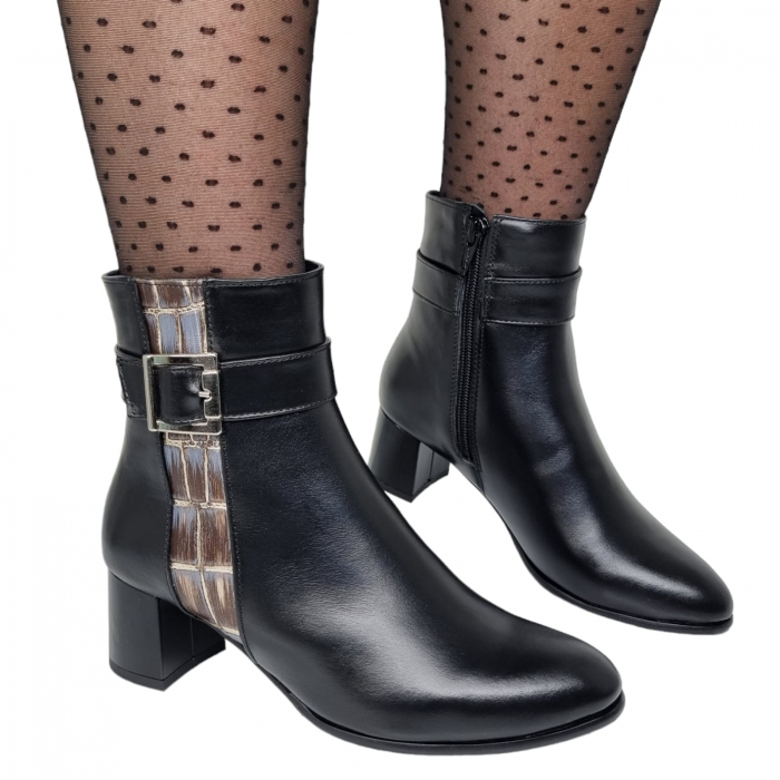 Ghete Damă Elegante Din Piele Naturală Neagră 9501 [3]