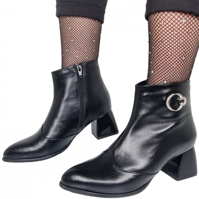 Ghete Damă Elegante Din Piele Naturală Neagra 9517 [5]
