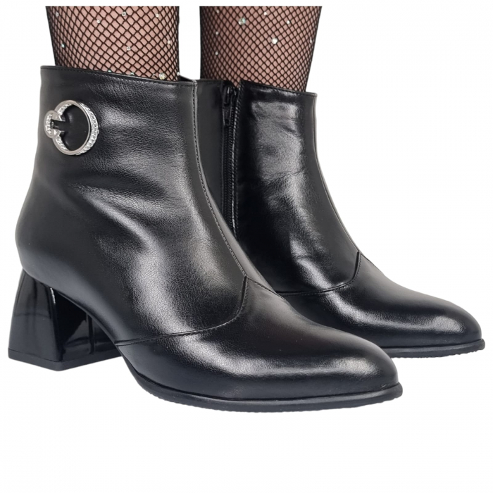 Ghete Damă Elegante Din Piele Naturală Neagra 9517 [7]