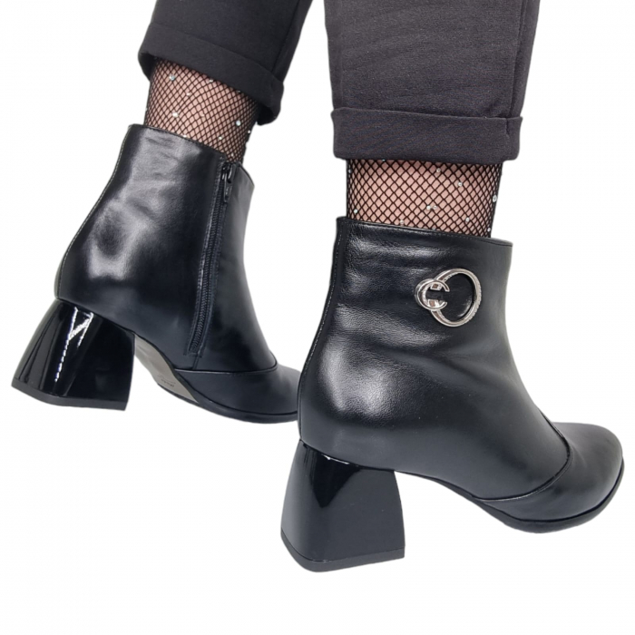 Ghete Damă Elegante Din Piele Naturală Neagra 9517 [4]