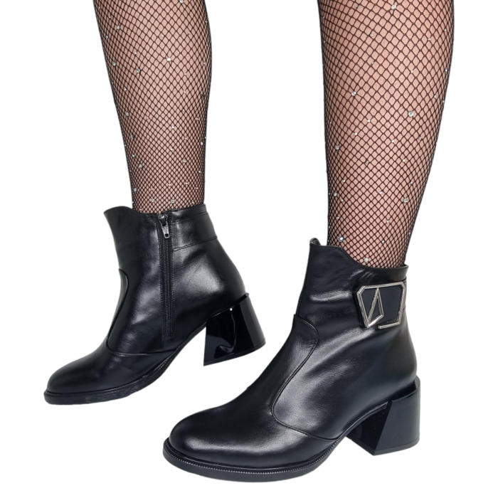 Ghete Damă Elegante Din Piele Naturală Neagră 9567 [4]
