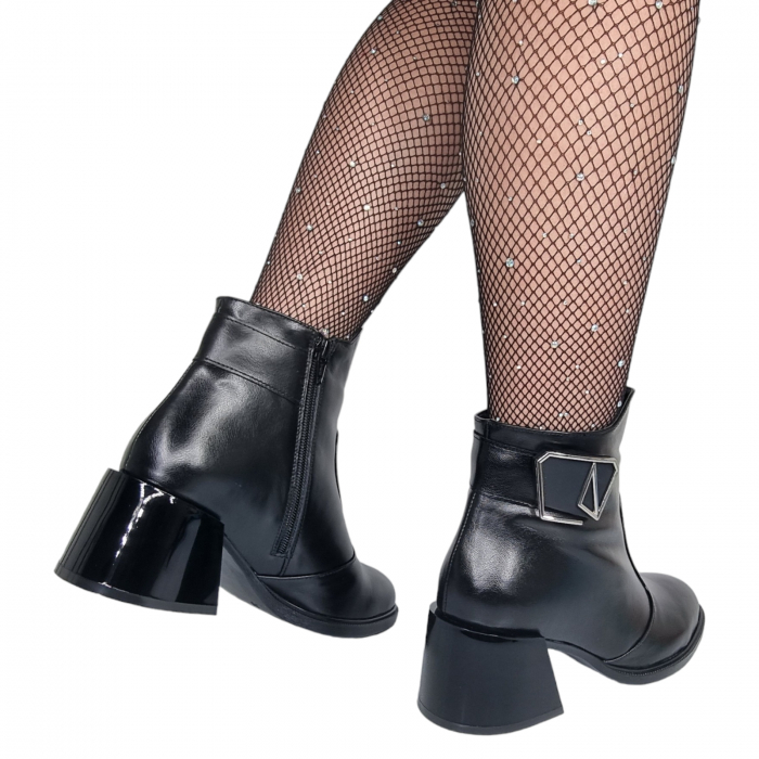Ghete Damă Elegante Din Piele Naturală Neagră 9567 [3]