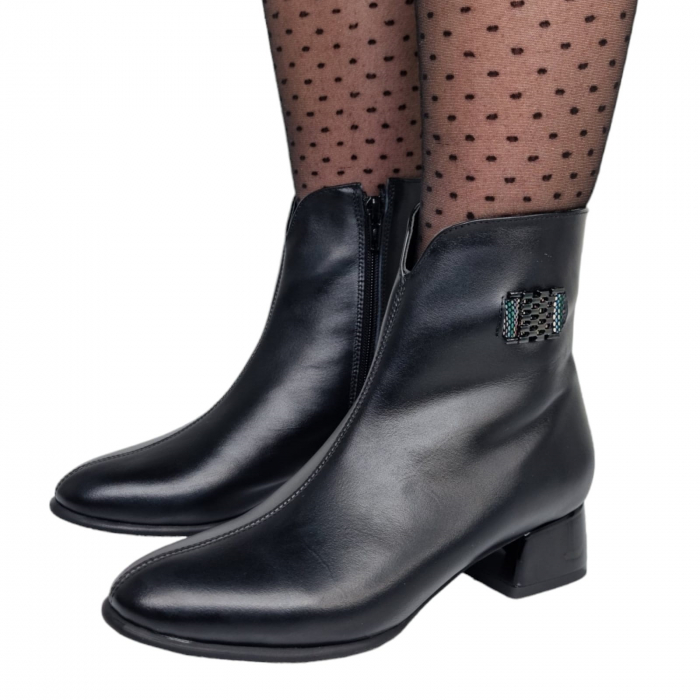Ghete Damă Elegante Din Piele Naturală Neagră 9573 [5]