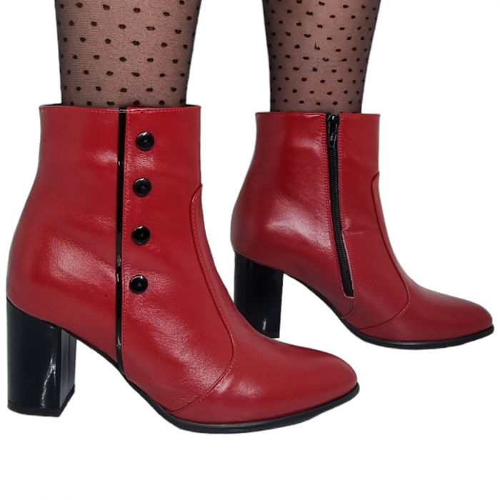 Ghete Damă Elegante Din Piele Naturală Rosie 9514 [2]