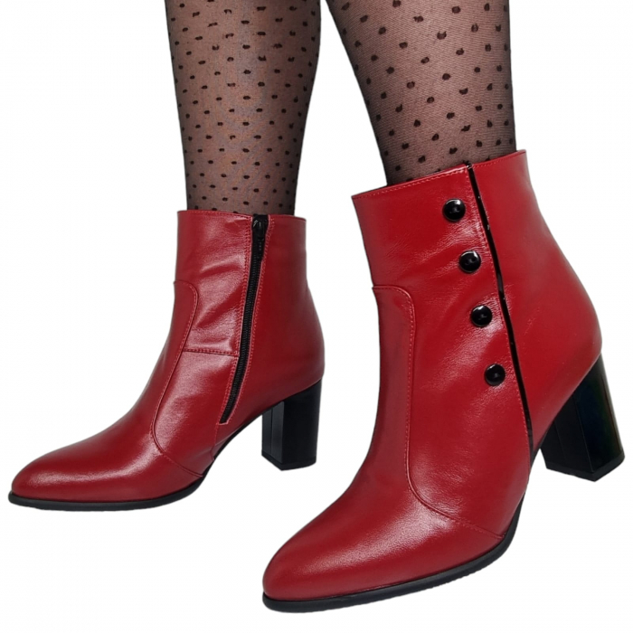 Ghete Damă Elegante Din Piele Naturală Rosie 9514 [3]
