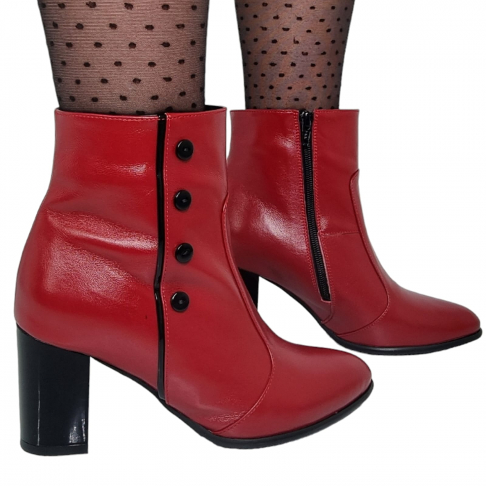 Ghete Damă Elegante Din Piele Naturală Rosie 9514 [5]