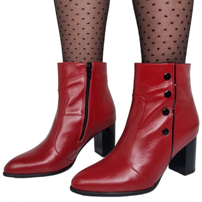 Ghete Damă Elegante Din Piele Naturală Rosie 9514 [6]