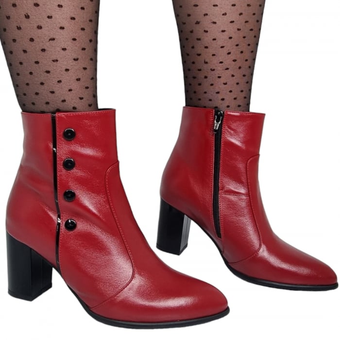 Ghete Damă Elegante Din Piele Naturală Rosie 9514 [7]