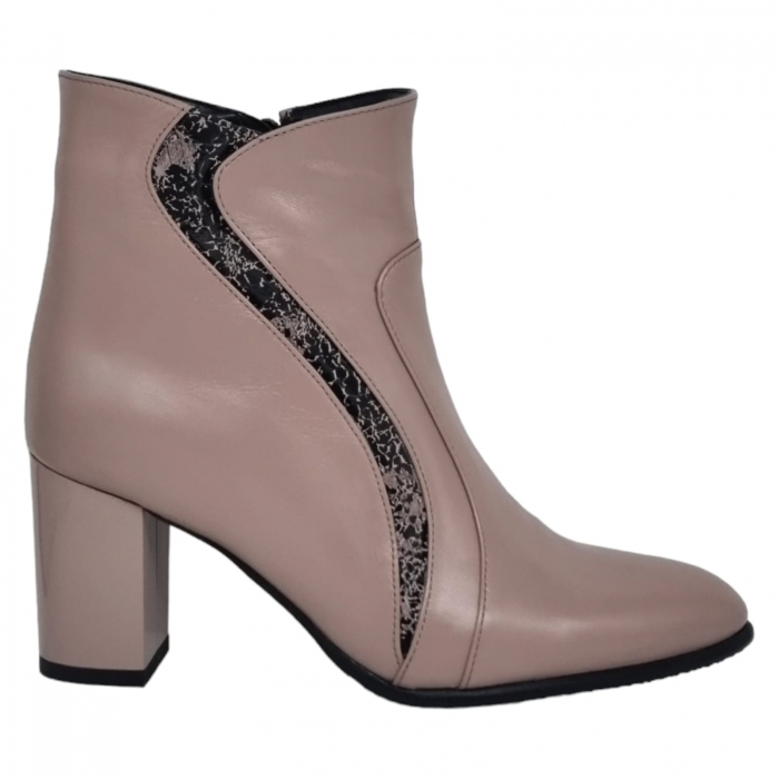Ghete Damă Elegante Din Piele Naturală Pudra 9506 [3]