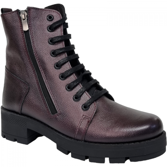 Ghete Damă Casual Din Piele Naturală Bordo 8592 [5]