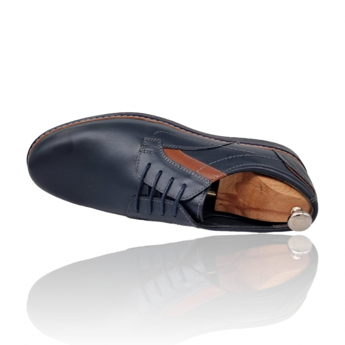 Pantofi Bărbați Casual Confort Din Piele Naturală Blue Și Maro 386 [2]