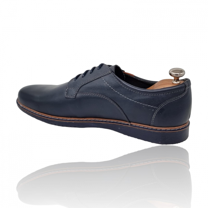 Pantofi Bărbați Casual Confort Din Piele Naturală Blue Și Maro 386 [4]