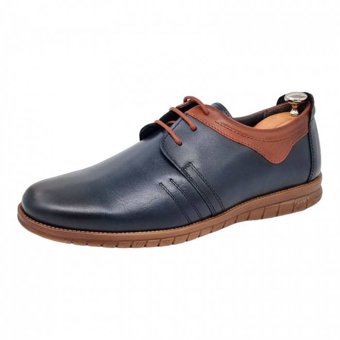 Pantofi Bărbați Casual Din Piele Naturală Blue 1316 [10]