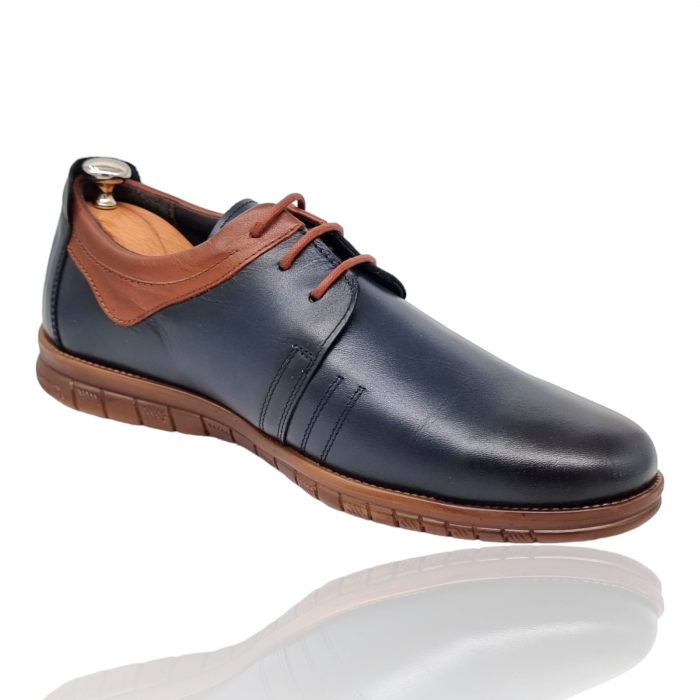 Pantofi Bărbați Casual Din Piele Naturală Blue 1316 [4]