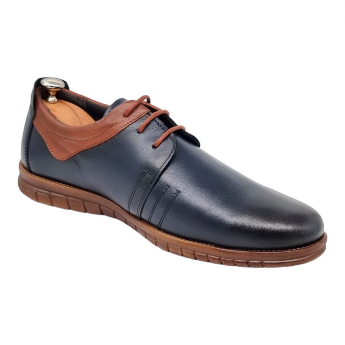 Pantofi Bărbați Casual Din Piele Naturală Blue 1316 [15]