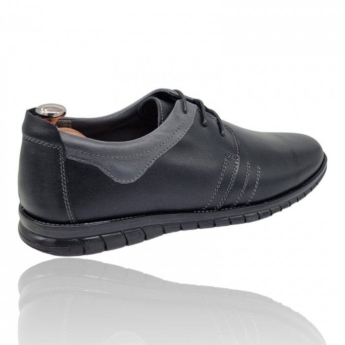 Pantofi Bărbați Casual Din Piele Naturală Neagra 2561 [3]