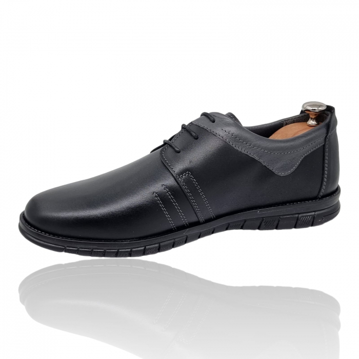 Pantofi Bărbați Casual Din Piele Naturală Neagra 2561 [4]