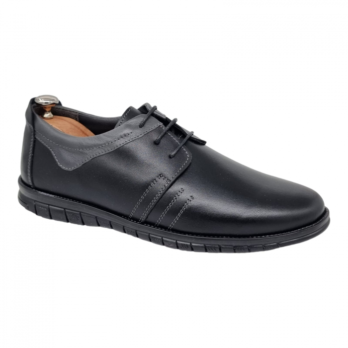 Pantofi Bărbați Casual Din Piele Naturală Neagra 2561 [11]