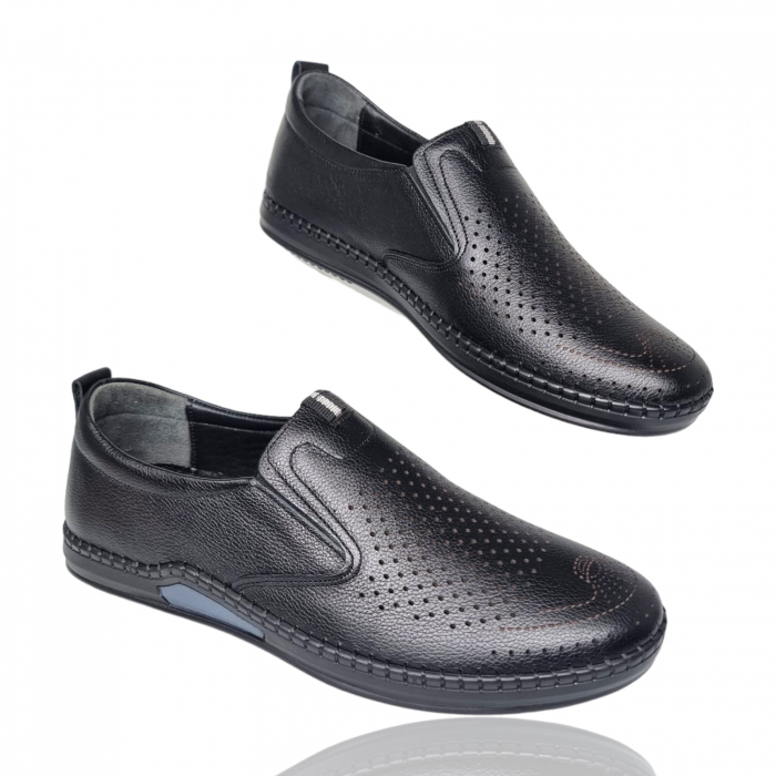 Pantofi Bărbați Casual Din Piele Naturală Negru 1300 [4]