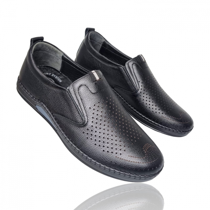 Pantofi Bărbați Casual Din Piele Naturală Negru 1300 [6]