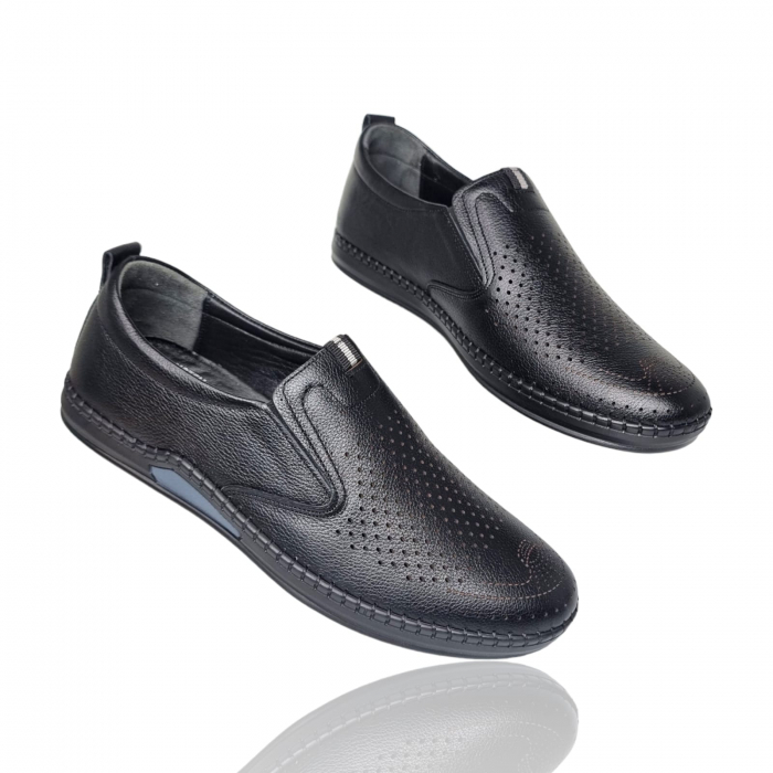 Pantofi Bărbați Casual Din Piele Naturală Negru 1300 [7]
