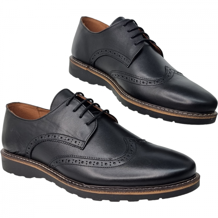 Pantofi Bărbați Eleganți Din Piele Naturală Neagră 1654 [8]
