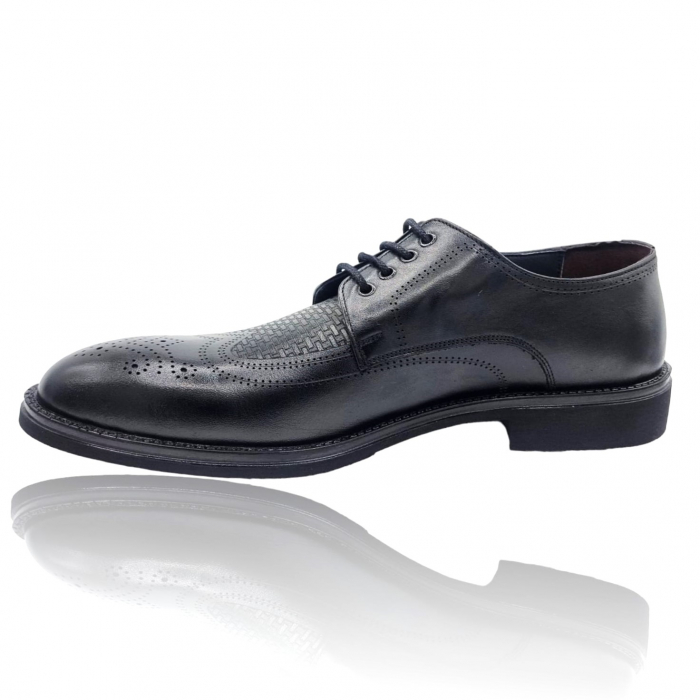 Pantofi Bărbați Eleganți Din Piele Naturală Neagră 1666 [3]
