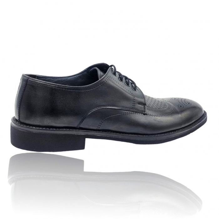 Pantofi Bărbați Eleganți Din Piele Naturală Neagră 1666 [5]