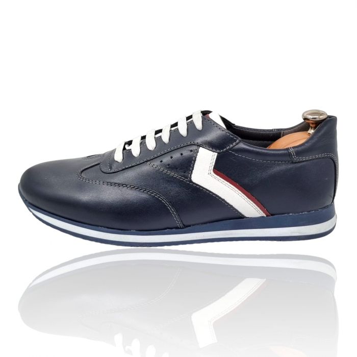 Pantofi Bărbați Sport Din Piele Naturală Blue 346 [4]