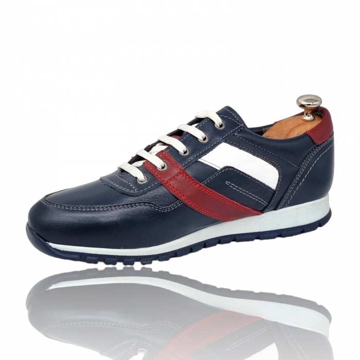 Pantofi Bărbați Sport Din Piele Naturală Blue 347 [4]