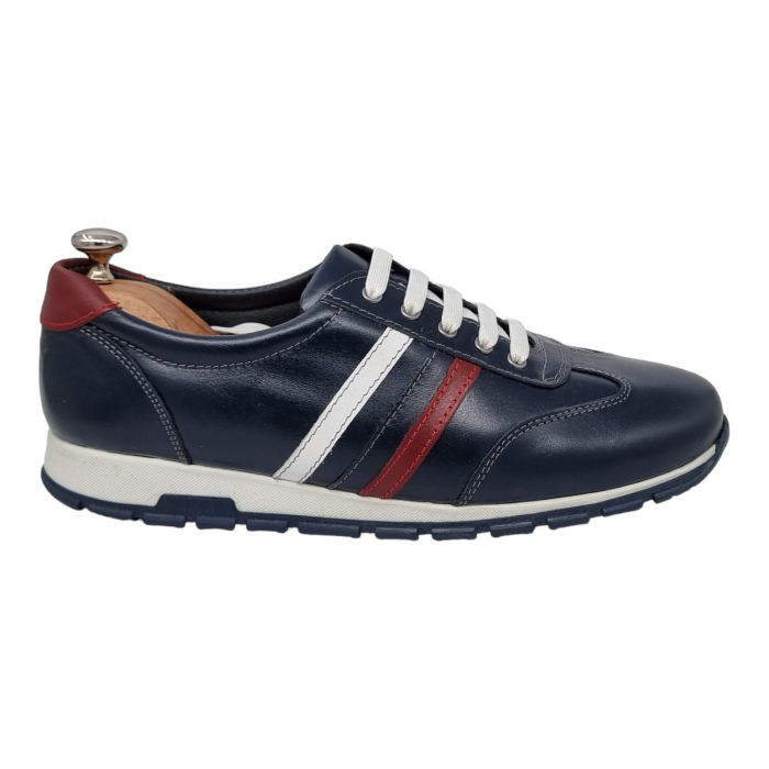 Pantofi Bărbați Sport Din Piele Naturală Blue 347 [9]