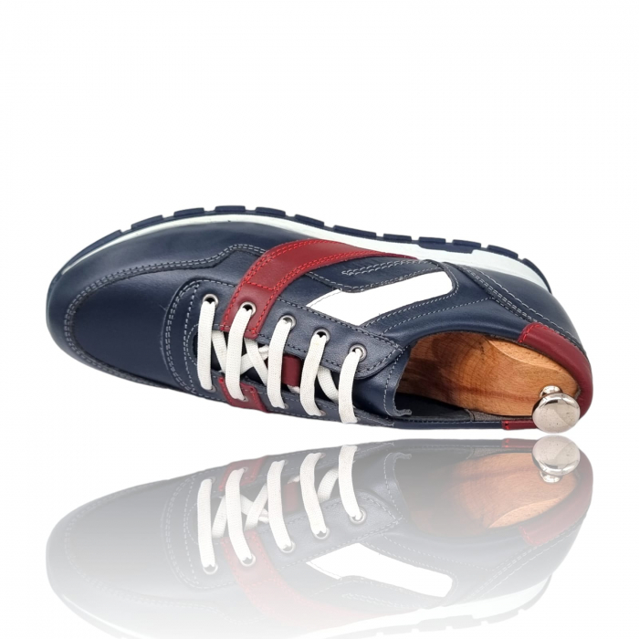 Pantofi Bărbați Sport Din Piele Naturală Blue 347 [3]
